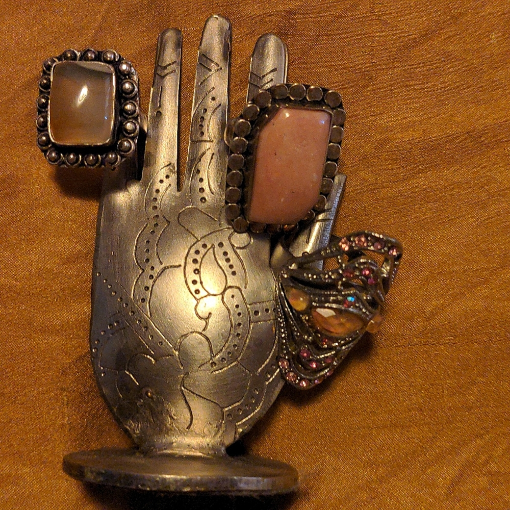 Three pink costume jewelry rings!